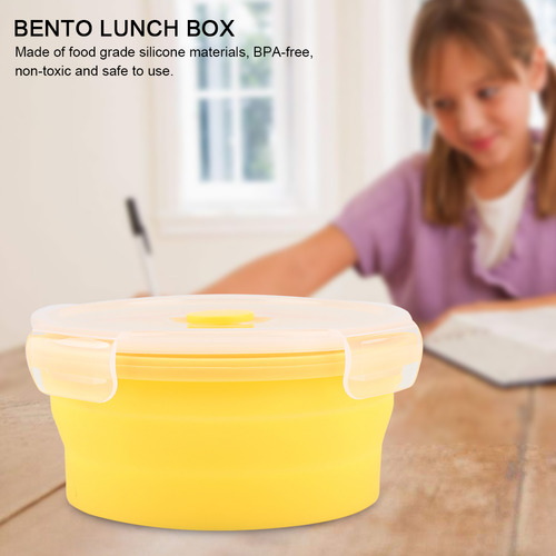 Comida Redonda De Silicona Plegable Para Microondas Lunch, 5