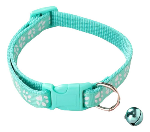Collar Para Perro O Gato Regulable Con Diseño De Garritas Color Verde/agua Tamaño Del Collar Small