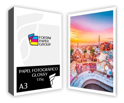 100 Folhas Papel Foto Glossy 135g A3 Prova D´água Premium Cor Branco