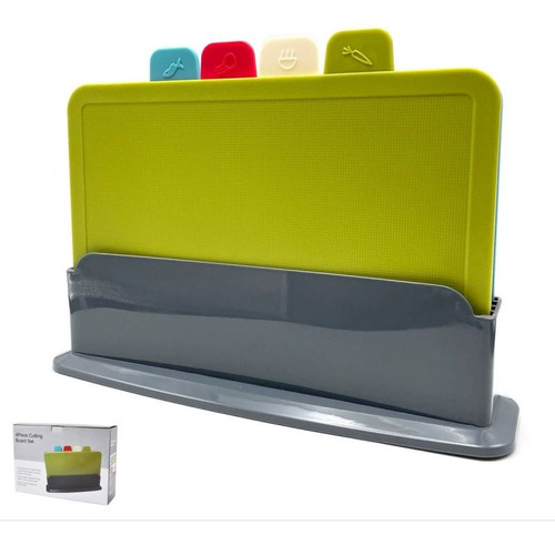 Tablas Para Picar Utensilio Cocina Con Base Colores 4 Piezas