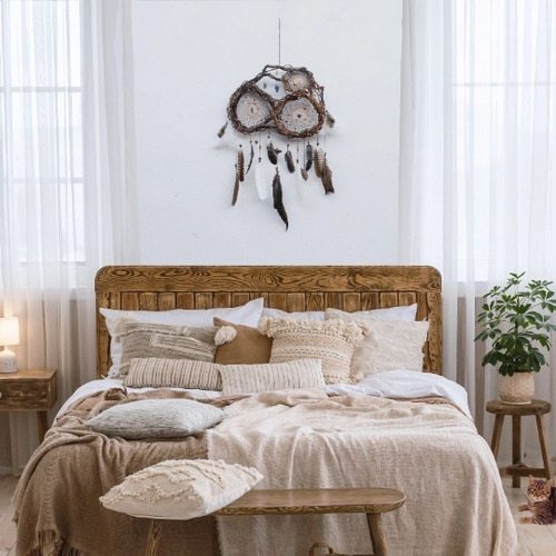 Atrapasueños Nature Rústico Madera Plumas Naturales Marrón Oscuro Collage De 3 Atrapasueños Grande Marron Oscuro A Claro