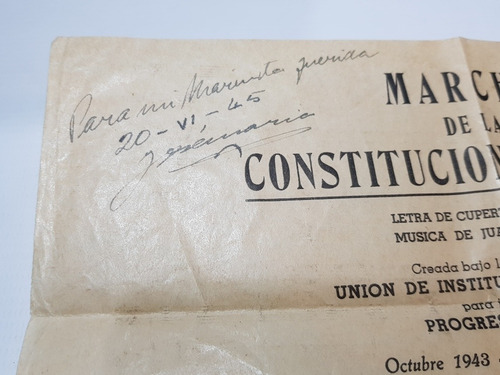 Imagen 5 de 5 de Antigua Partitura Marcha Constitución Arg 1942 Mag 56823