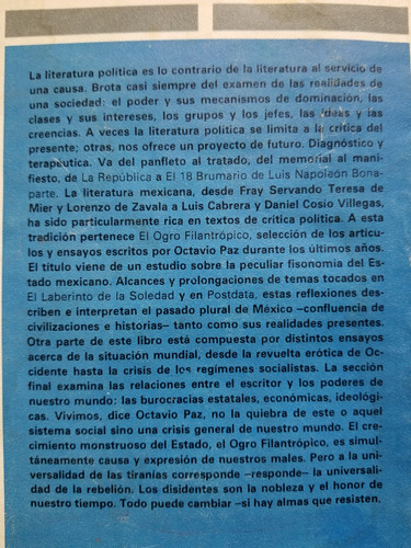 A2 El Ogro Filantrópico 1.a Edición Octavio Paz (Usado)