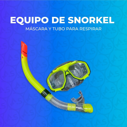 Imagen 2 de 6 de Equipo Kit Snorkel Profesional Mascara Antiparras Tubo