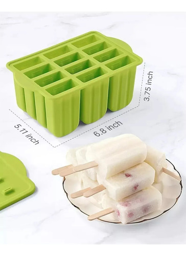Moldes Silicona Caseros Para Helado Paletas Con 12 Cavidades,Con Tapa Congelador,cubos De Hielo De Plastico Cubitos Con Tapa Hermética