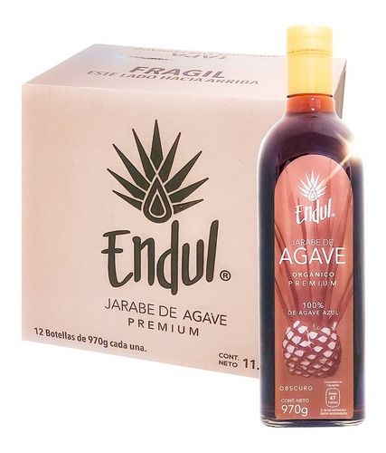 Caja 12 Pzs Miel De Agave Endul Obscura 970ml C/u