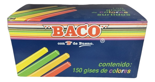 Gises De Colores Baco Caja Con 150 Gises