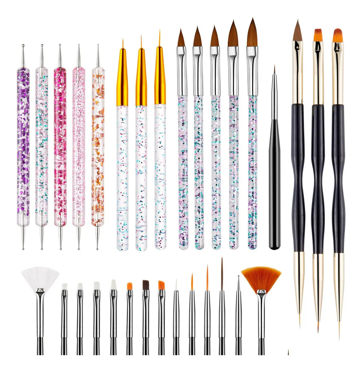 31pcs Kit De Pinceles Para Uñas Acrilico Manicura Decoración