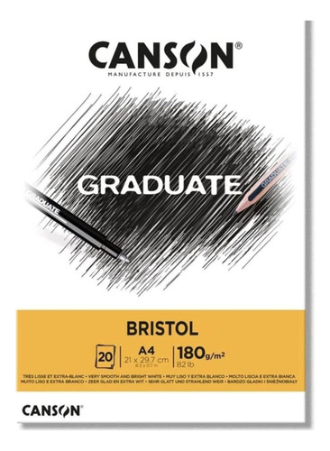 Bloco Canson Graduate Bristol 180g/m² A4 20 Folhas