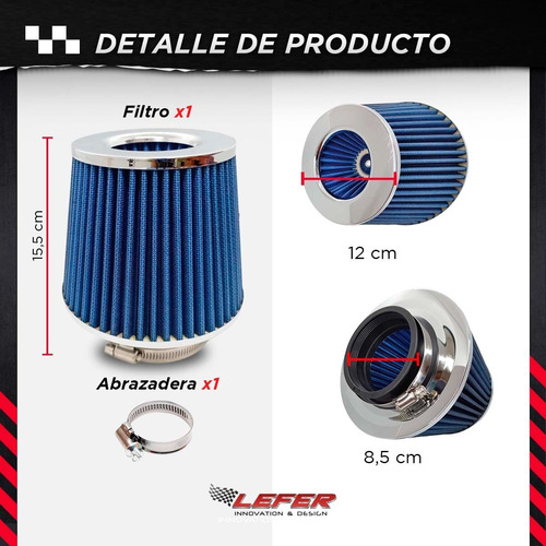 Imagen 3 de 10 de Filtro De Aire Bi-conico Grande Para Competicion Deportivo!!