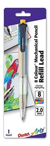 Lápis Automático De 8 Cores Pentel Arts, Cores Variadas De