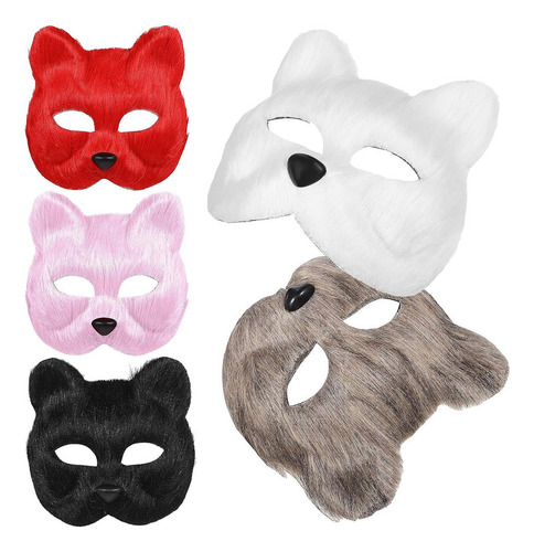 Set De 5 Máscaras De Halloween Gato Zorro Máscaras Animales