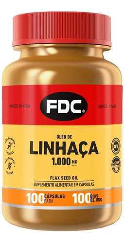 Óleo De Linhaça Dourada 1000mg Fdc Flaxseed Oil C/ Lignanas