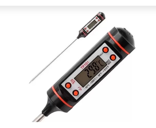 Kit 2 Termômetro Digital Espeto Culinário Alimento Cozinha Cor Preto