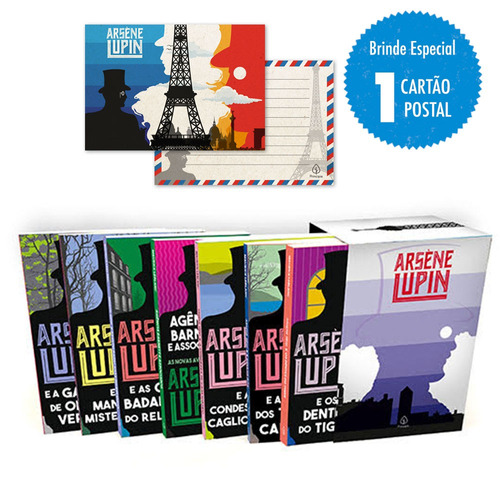 Lupin II - Box com 7 livros com cartão postal, de Leblanc, Maurice. Série Arsène Lupin Ciranda Cultural Editora E Distribuidora Ltda., capa mole em português, 2021