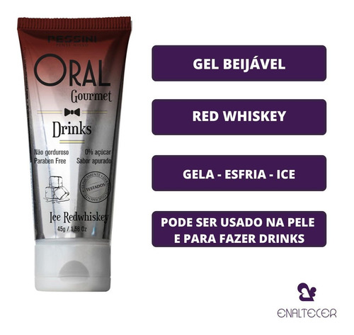 Kit 4 Gel Gourmet Ice Redwhiskey Massagem Beijavel Drinks