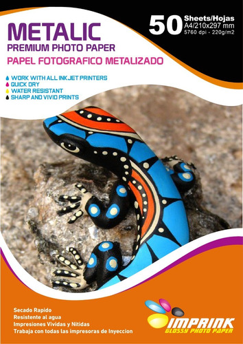 Papel Fotografico Metalizado Premium A4 De 220g 50 Hojas