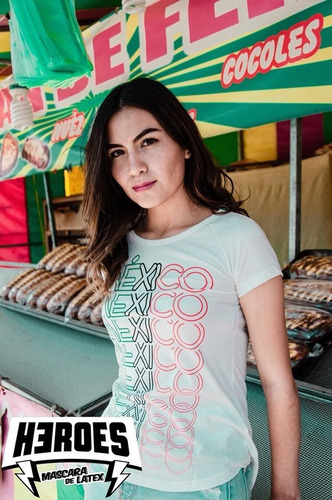 Imagen 2 de 4 de Mexico Tricolor Mujer Playera Mexicana Retro Vintage