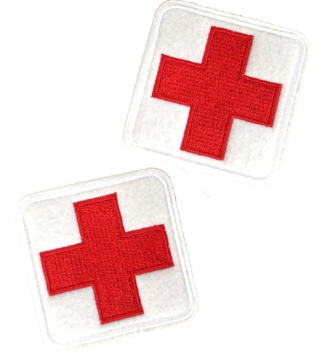 Cruz Roja Médico Parche Bordado 7.5 Cm 2 Pzas