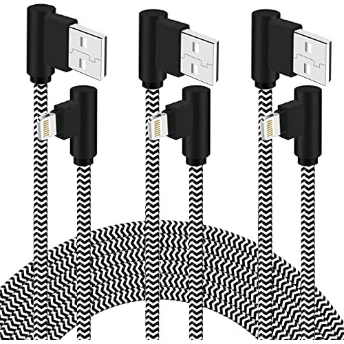 Foxsea Cargador De iPhone 3ft 3pack 90 Grado Cable Nn6cs