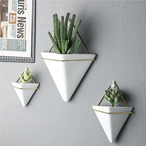 A Maceta Pared Cerámica, 2 Unidades, Nórdica, Triangular