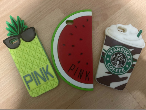 Lote De Forros Para iPhone 6 Silicone Starbucks Pink