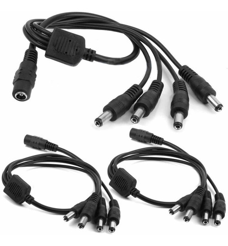 3-pack Dc 1 Female To 4 Male Way Output Power Splitter Cable