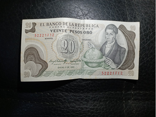 Billete 20 Pesos Oro Original 1 Enero Del 83