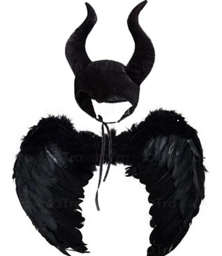 Malefica Gorro Y Alas Negras Cotillon Disfraz Halloween