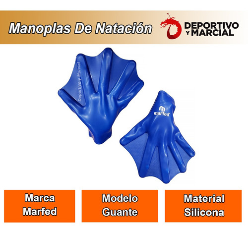 Imagen 2 de 8 de Manoplas De Natacion Guantes Silicona Marfed Entrenamiento