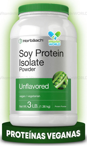 Horbaach Polvo Aislado De Proteína De Soya 3 Libras (1.36kg) Sabor Sin sabor