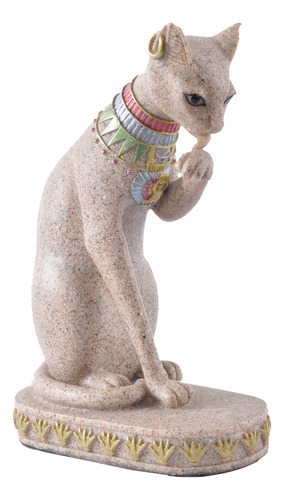 Escultura De Estatua De Gato Mau Egipcio De Arenisca De Esti