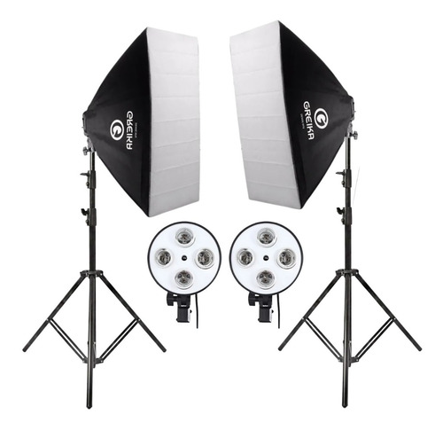 Kit 2 Soft-box 50x70 Bocal P/ 4 Lampadas Em Cada Bivolt 