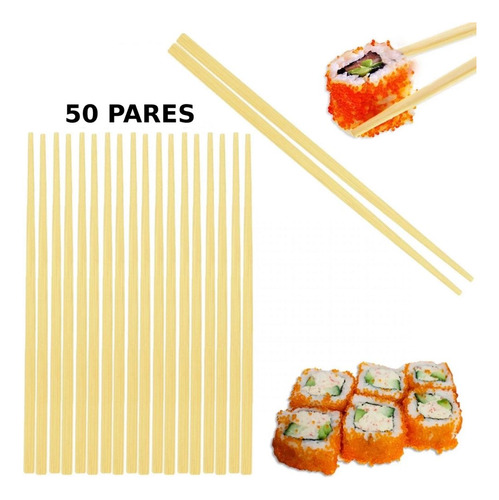 Hashi Para Comida Japonesa E Chinesa Em Bambu 50 Pares