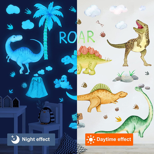 Calcomanias De Pared Dinosaurios Que Brillan En La Oscuridad