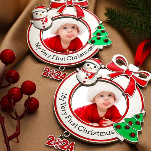 Christmas Baby's First Christmas Photo Adorno 2024 Mi Primer