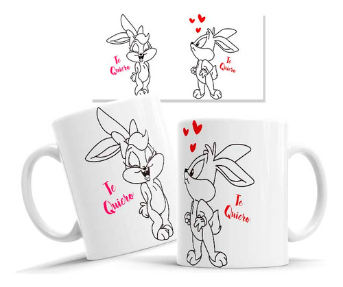 Par Taza De Ceramica, Bugs B, Te Quiero, Love, Pareja, 11oz