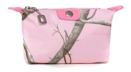 Realtree Pink Camouflage Fabric Cosmetic Bag W/ Faux Leather