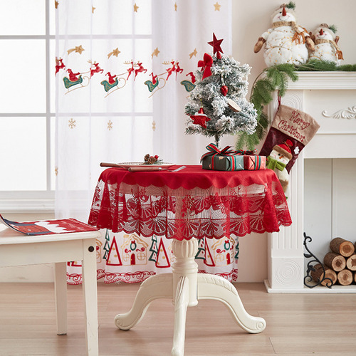 Mantel De Regalo De Navidad W, Mesa Redonda Con Temática Nav