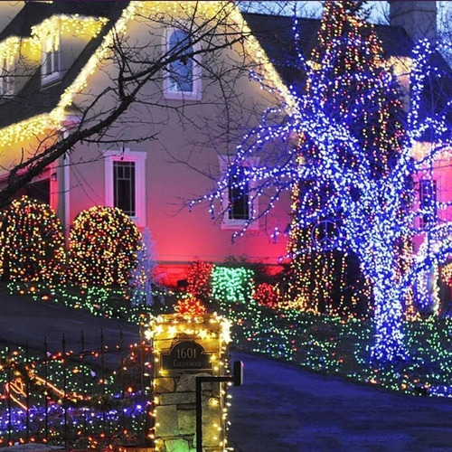 Imagen 4 de 5 de Pack 3 Luces Guirnalda Solar 100 Led Multicolor 10 Metros