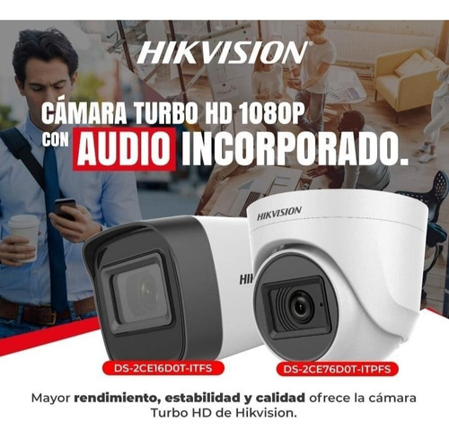 Imagen 6 de 10 de Kit Seguridad Hikvision Dvr 8ch + 4 Camaras 2mp Audio + 1tb