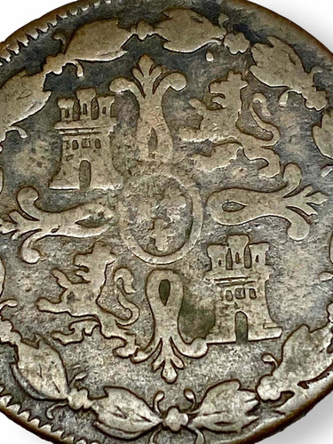 Antigua Moneda Cobre España 8 Maravedis 1821 R. Fernando Vii (Usado)