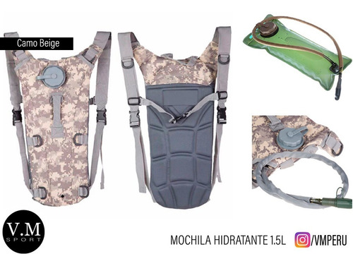 Mochila Hidratación Bicicleta Camuflada. Capacidad 3 Litros.