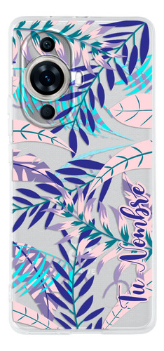 Funda Para Huawei Para Mujer Hojas Flores Con Tu Nombre