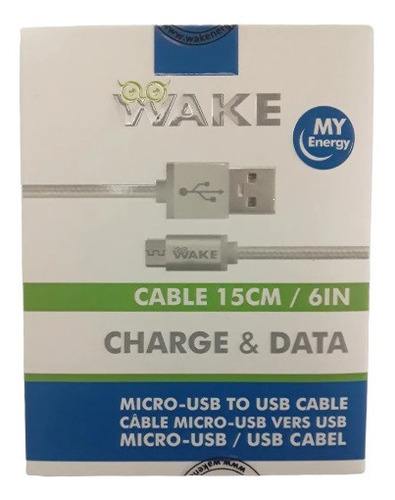 Cable Wake Micro Usb Plateado Nylon 15 Cm 