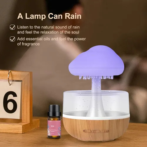 Difusor De Luz Nocturna Con Lluvia De Nubes De 7 Colores Par