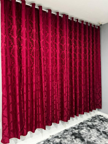 Cortina Paris Semi Blackout Jacquard 4m X 2,60m Vermelho