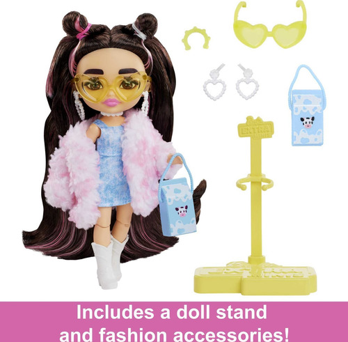 Muñeca Barbie, Muñeca Barbie Extra Minis Con Pelo Castaño,