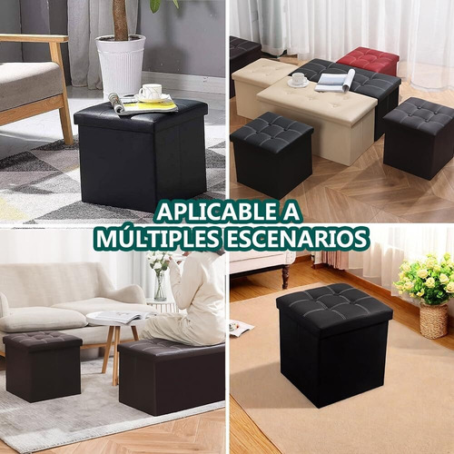 Taburete Plegable Banco De Almacenamiento Reposapiés De Piel