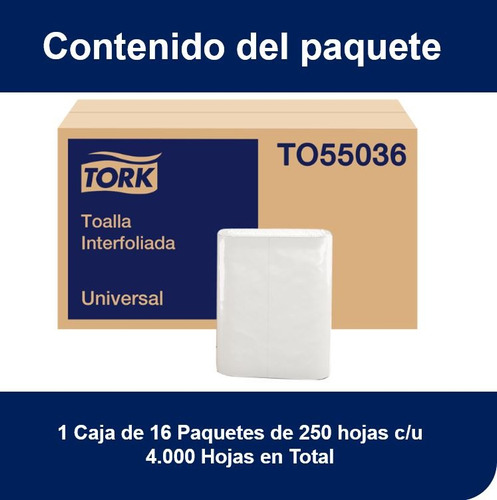 Imagen 3 de 8 de Toalla Interfoliada Tork Xpress® Universal 16 X 250 Hojas